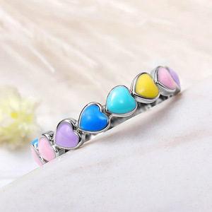 Anello a Cuore Colorato da Donna, Stile Smaltato, Aperto e Regolabile, Gioiello Romantico alla Moda, Anello Statement a Forma di Cuore Carino - Product Image 2