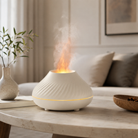 Diffuseur d'arômes 3D réaliste effet flamme 130 ml avec veilleuse LED en pierre pour la maison, le spa et le yoga