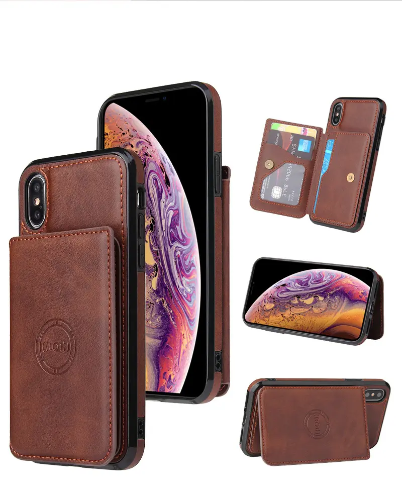 Wholesale Magnetic Shockproof Wallet Card Slot PU Leather Phonecase For iPhone14 promax xsmax 13 promax