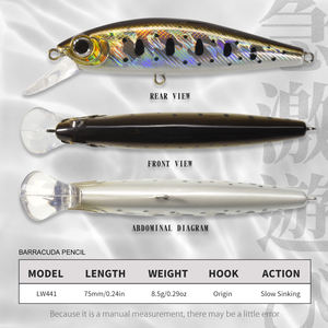 Leurre <span class=keywords><strong>de</strong></span> pêche Hunthouse Deep Diving 75mm 8.5g Minnow à longue portée, à coulée lente, pour <span class=keywords><strong>eau</strong></span> douce et <span class=keywords><strong>eau</strong></span> <span class=keywords><strong>de</strong></span> <span class=keywords><strong>mer</strong></span>, pour la pêche à la traîne - Product Image 2