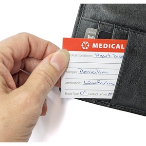 Tarjeta de Identificación Médica de Emergencia para Cartera, Papel Grueso, Color Rojo Brillante, Fácil de Leer, Puede Salvarle la <span class=keywords><strong>Vida</strong></span> - Product Image 4
