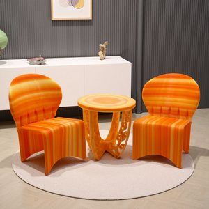 Meubles de jardin modernes en plastique imprimés en 3D sur mesure, ensemble de table et de chaises créatif pour l'extérieur - Product Image 5