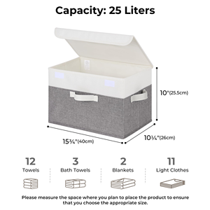 Pack of 2 Decorative Storage <b>Boxes</b> with Lids for Shelves Lidded Fabric Baskets for Organising Clothes - Product Image 5