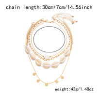 Collier Multicouche Style Vacances Océan Étoile de Mer Coquillage Conque Perle, Collier Empilé Tendance à Plusieurs Rangs