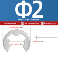 304 Stainless Steel Flat Gasket Retaining Ring E-Type Circlip GB896 Shaft Retainer 1.2-15 Bearing Circlip Spring Clip 2mm