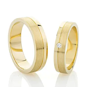 Commercio all'ingrosso oro placcato titanio acciaio inossidabile corrispondente fede nuziale imposta la sua e la sua promessa anello di fidanzamento coppia regalo