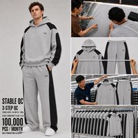 Ensemble sweat à capuche et pantalon de survêtement color block en molleton bouclette épais 450 g/m², coupe oversize, survêtement personnalisé pour homme, vente en gros