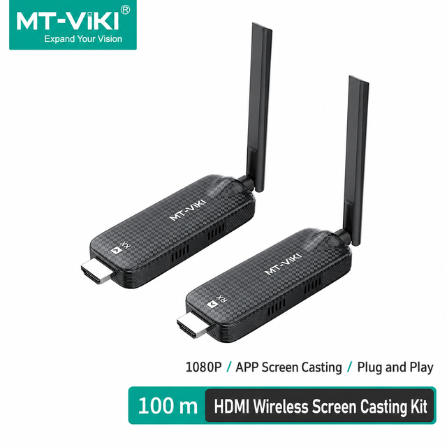 100m Wireless HDMI Transmitter and Receiver Set 1 to 4 1080P 60Hz with App Control Extender for Meeting and Education