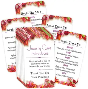 Jewelry Consultant Supplies Custom Printed Jewelry Cleaning Care Cards Jewelry Care Card for Customer Directions