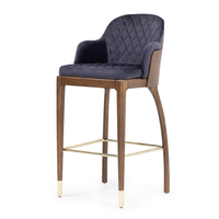 Taburete de Bar Comercial Acolchado con Estructura de Madera y Base de Metal, Silla de Barra Moderna Tapizada para Comedor o Bar