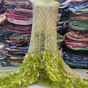 Women's <strong>Heavy</strong>-Duty Bead Tube Sequin Mesh Feather <strong>Lace</strong> Wedding Dress European and American African <strong>Fabric</strong> High Quality - Product Image 1