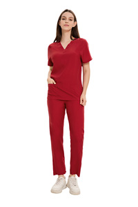 मेडिकल स्क्रब टिकाऊ अस्पताल सेट छोटी आस्तीन स्क्रब पैंट डेंटिस्ट नर्सिंग ब्यूटीशियन स्पा वर्कवियर ओम - Product Image 5