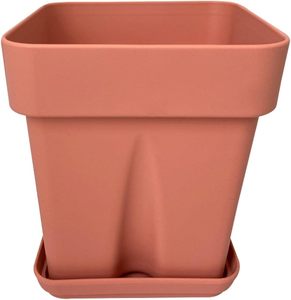 Pot de fleurs en silicone de 5,1 pouces avec plateau, jardinière carrée épaissie, récipient décoratif pour jardinage intérieur et extérieur - Product Image 2