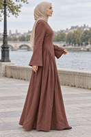 EVE017 Robe de style basique élégante à ourlet large, vêtements musulmans islamiques haut de gamme, hijabs, style décontracté pour tous les jours