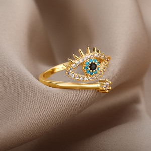 Blue Zircon Evil Eyes <b>Rings</b> for Women Turkish Style Open Stainless Steel Lucky Finger <b>Ring</b> Wedding <b>Couple</b> Jewelry Anillos Mujer - Product Image 3