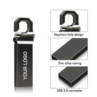 Gantungan kunci Flash Drive Mini, stik memori USB logam cerdas kecepatan tinggi dengan Logo kustom