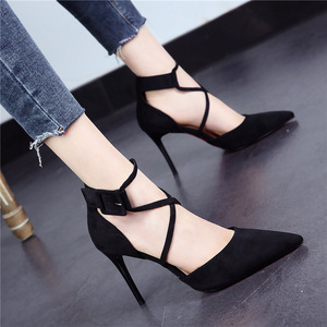 <span class=keywords><strong>Scarpe</strong></span> con <span class=keywords><strong>Tacco</strong></span> Alto da Donna con Cinturino Incrociato Modello Slim a Punta Nuove Primavera ed Estate Versatili ed Eleganti a Taglio Basso - Product Image 5