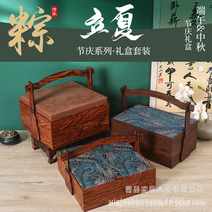 Boîte en bois créative rectangulaire, faite à la main, avec poignée en bois massif, emballage cadeau artisanal - Product Image 5