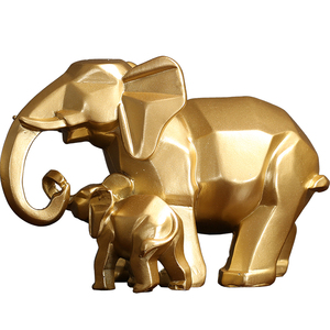 Wholesale Geometric Animal Elephant Mom Baby <strong>Table</strong> <strong>Top</strong> <strong>Decoration</strong> Resin Golden White Black Figurine Statues Toy Doll Home Decor - Product Image 2