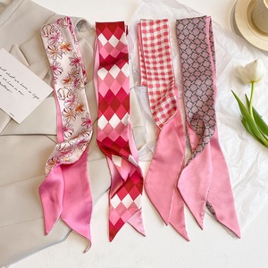 Nouveau Style haut de gamme rose soie carré écharpe polyvalent Polyester cheveux accessoires bandeaux attachant cheveux reliures Hairwrap sacs - Product Image 3
