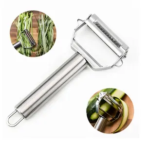 Best Sharp Stainless Steel Dual Julienne & Vegetable Peeler with Cleaning Brush & Blade Guard