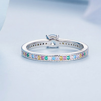 Bague Simple colorée en argent 925, bague simple incrustée de zircon à la mode BSR319