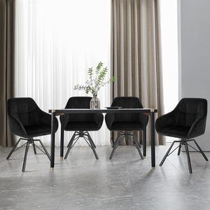 Ensemble <span class=keywords><strong>de</strong></span> <span class=keywords><strong>chaises</strong></span> <span class=keywords><strong>de</strong></span> salle à manger pivotantes à 360 ° Chaise <span class=keywords><strong>de</strong></span> cuisine scandinave à <span class=keywords><strong>6</strong></span> places avec siège rembourré <span class=keywords><strong>en</strong></span> velours Pied <span class=keywords><strong>en</strong></span> métal noir pour mobilier d'intérieur - Product Image 6