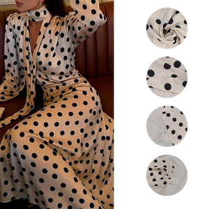 Elegante Abito Retrò con Stampa a <span class=keywords><strong>Pois</strong></span> per Donne, Maniche Lunghe, Scollo a V, Design con Orlo in Pizzo, per Feste, Appuntamenti, Abbigliamento Casual, MOQ 1 - Product Image 4