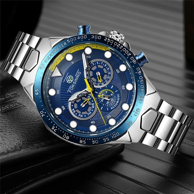 FORSINING Stainless Steel Men Wristwatch Automatic Mechanical Sport Male Clock Top Brand Fashion Classic Man Watch