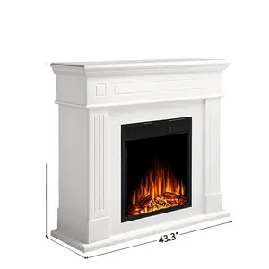 3D Real Flame 1500w Insert Heating Coil Electric Fireplace Mantel Wooden Surround Firebox