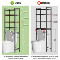 Meuble de rangement stable à 4 niveaux en acier au carbone avec cadre en X, réglable, pour salle de bain, à placer au-dessus des toilettes