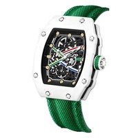 Montre pour homme tendance à quartz, ultra-fine, avec boîtier en métal tonneau et bracelet en nylon – Nouveauté très prisée