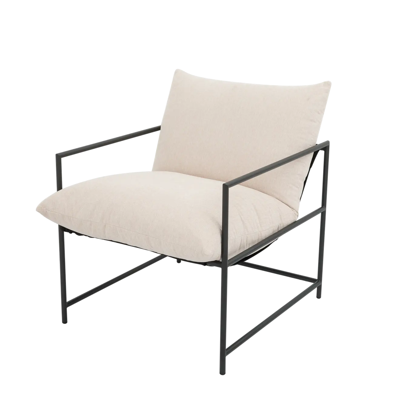 Nisco Sling Accent Chair metal Poltrona Emoldurada com Espuma Desfiada Amortecimento, branco