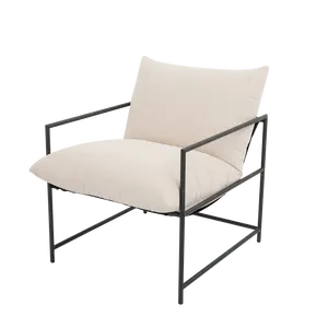 Nisco Sling Accent Chair Metal Framed Armchair With Shredded Foam Cushioning White
