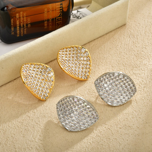 Geometric Stud <b>Earrings</b> With Zircon Micro Insert For Women Office Career Fashion Jewelry - Product Image 1