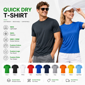 Custom Logo T-<b>shirt</b> 100% Polyester Quick Dry 180g Performance Sports Gym Tee Private Label Corporate Team Uniform Wholesale OEM - Product Image 1