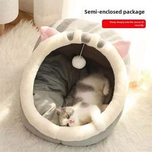 Wholesale Soft Luxury Indoor Sleeping Cushion Cute Round <b>Plush</b> Waterproof House <b>Cats</b> <b>Cat</b> Bed Cave Modern <b>Cat</b> Bed - Product Image 3