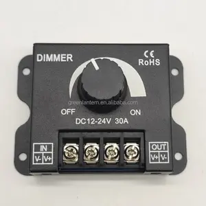 LED Dimmer 30A Single Color Knob Dimmer Stepless Dimming Controller for DC 12-24V 5050 3528 LED Strip Neon Indoor Home Lighting