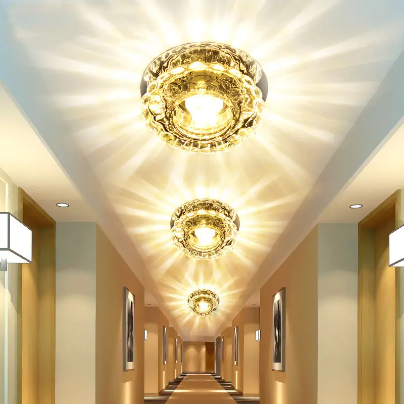 ZhongShan lampu Celing dekorasi dalam ruangan Nordik, lampu sorot Modern Kristal LED langit-langit dapur untuk rumah