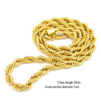 Chaîne en corde plaquée or 18 carats Haosen Classic, 10 mm, acier inoxydable, poli miroir, épaisse, torsadée, collier pour femmes et hommes