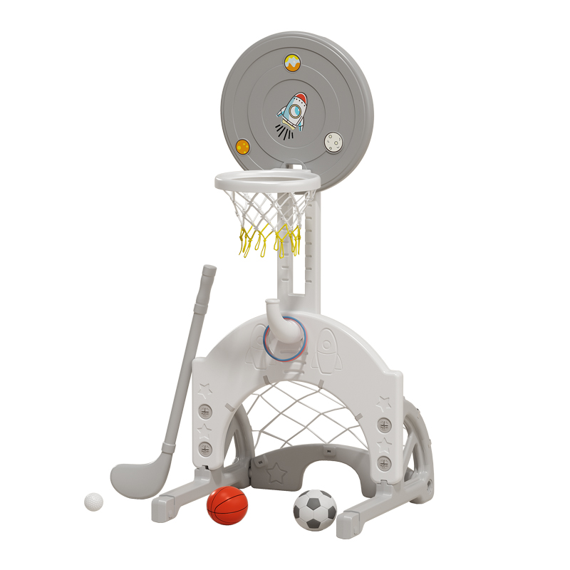 Youbeichen YBC-LQJ-010 Adjustable Height Children's Sports Toy Indoor Basketball Stand With Golf Football Rings Kids' Games Play