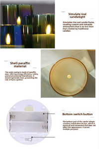 Velas LED sin Llama Personalizadas de Parafina en Vaso de Vidrio para Decoración del Hogar, Juego de 3 con Control Remoto para Bodas y Diwali - Product Image 6