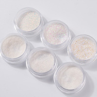 6 pièces/ensemble Holo Aurora blanc paillettes Nail Art paillettes poudre sirène poussière petits flocons bricolage ongles décorations outils