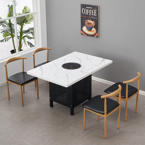 Mesa de comedor rectangular personalizable, cabina de restaurante de mármol barata, diseño de mostrador de Bar, muebles de losa de madera, hoteles, restaurantes - Product Image 3