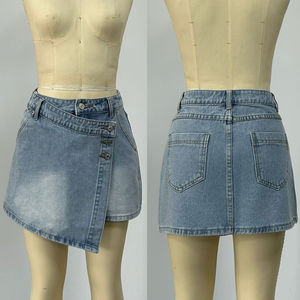Jupe-short en <span class=keywords><strong>jean</strong></span> asymétrique à taille haute et boutonnage frontal <span class=keywords><strong>pour</strong></span> <span class=keywords><strong>femme</strong></span> Channel Fashion 2026 - Product Image 6