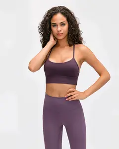 Nouvelle couleur unie grande taille Yoga sport soutien-gorge Sexy Y-Word dos antichoc Convergence séchage rapide respirant pour adultes