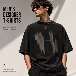 T-shirt en coton à manches courtes et col rond pour homme avec imprimé graphique sur le devant, coupe classique décontractée, 240 GSM - Product Image 1