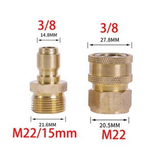 Adaptateur M22-15 en <span class=keywords><strong>laiton</strong></span> pour machine de nettoyage de tuyaux PVC, vente en gros transfrontalière, connecteur rapide pour pistolet à eau haute pression et <span class=keywords><strong>tuyau</strong></span> d'<span class=keywords><strong>arrosage</strong></span> - Product Image 1