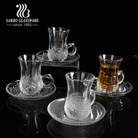Ensemble de verres à thé transparents Offre Spéciale Ramadan avec soucoupe arabe Dubaï gravure populaire thé café tasse à boire 12 pièces ensemble de tasses à thé en verre