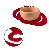 Napperon Moderne Personnalisé en Feutre Non Tissé Rouge Citrouille, Écologique, Anti-Huile, Décoration d'Automne Confortable pour les Tables de Thanksgiving